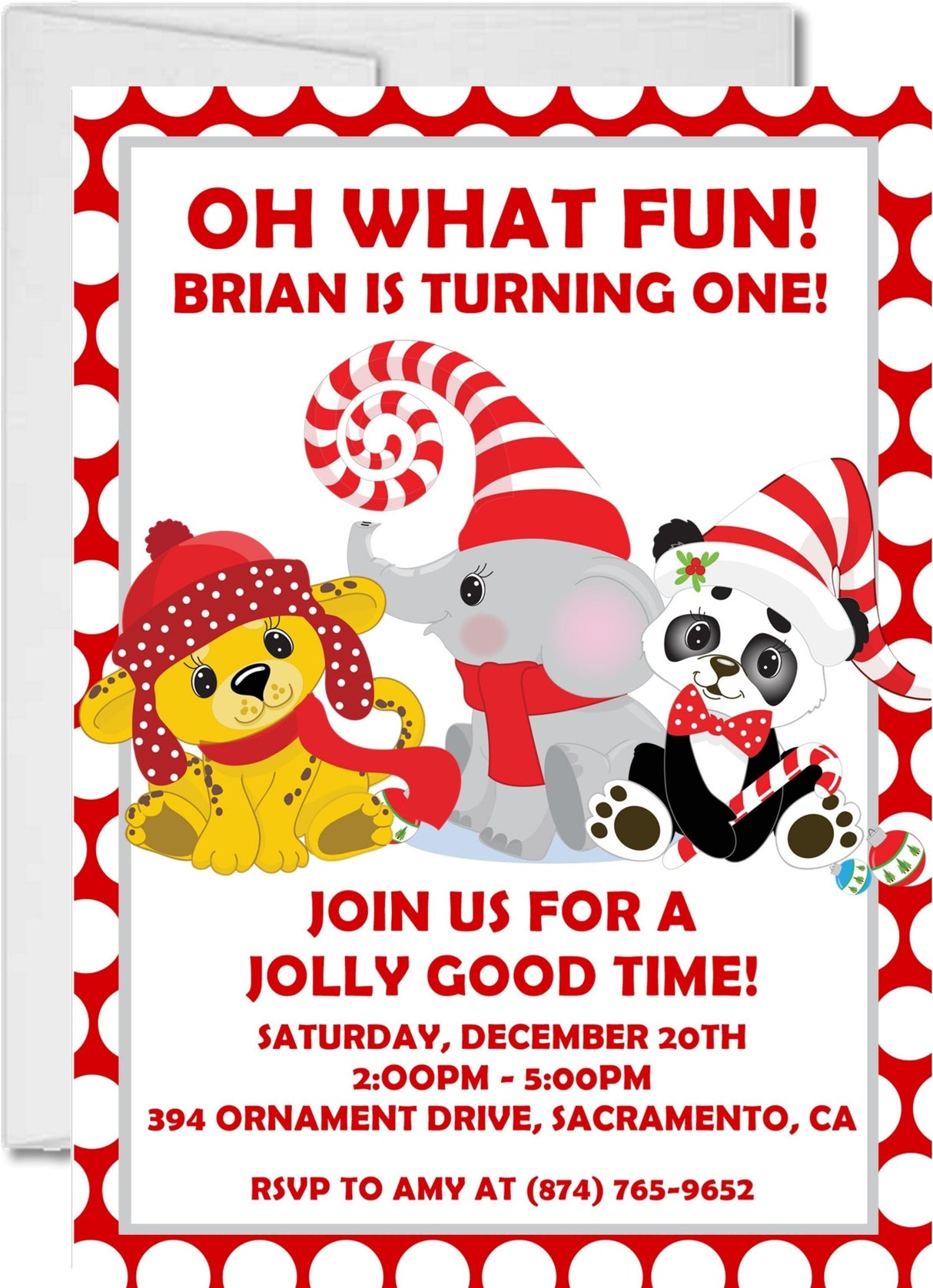 christmas animal 1st birthday invitations festive winter animal design