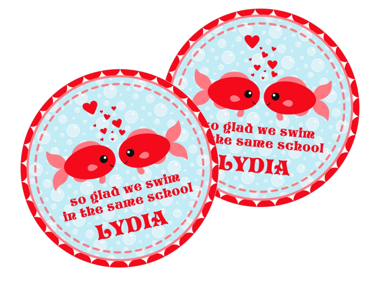 classroom school fish valentine label