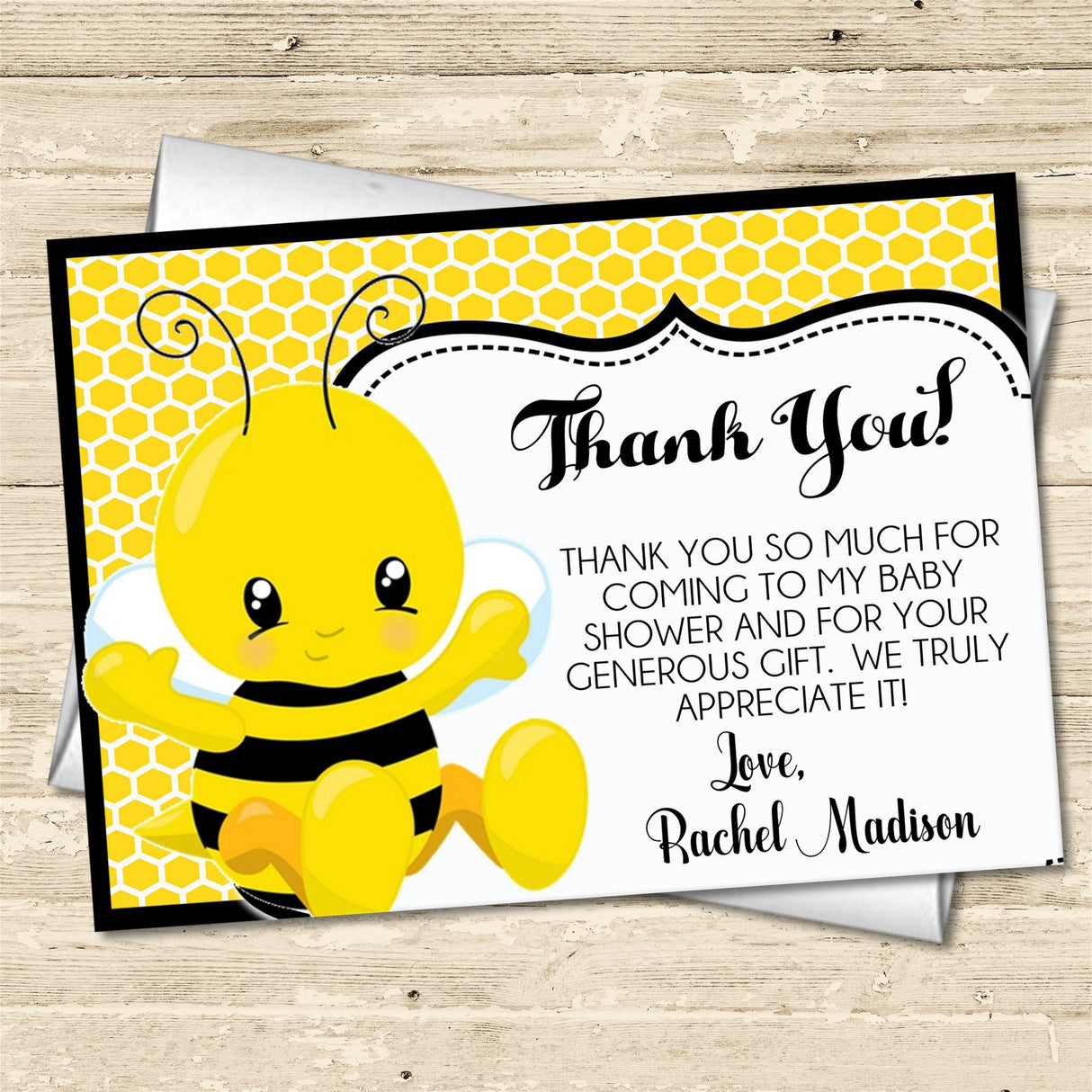 cute bee baby shower thank you cards gender neutral style