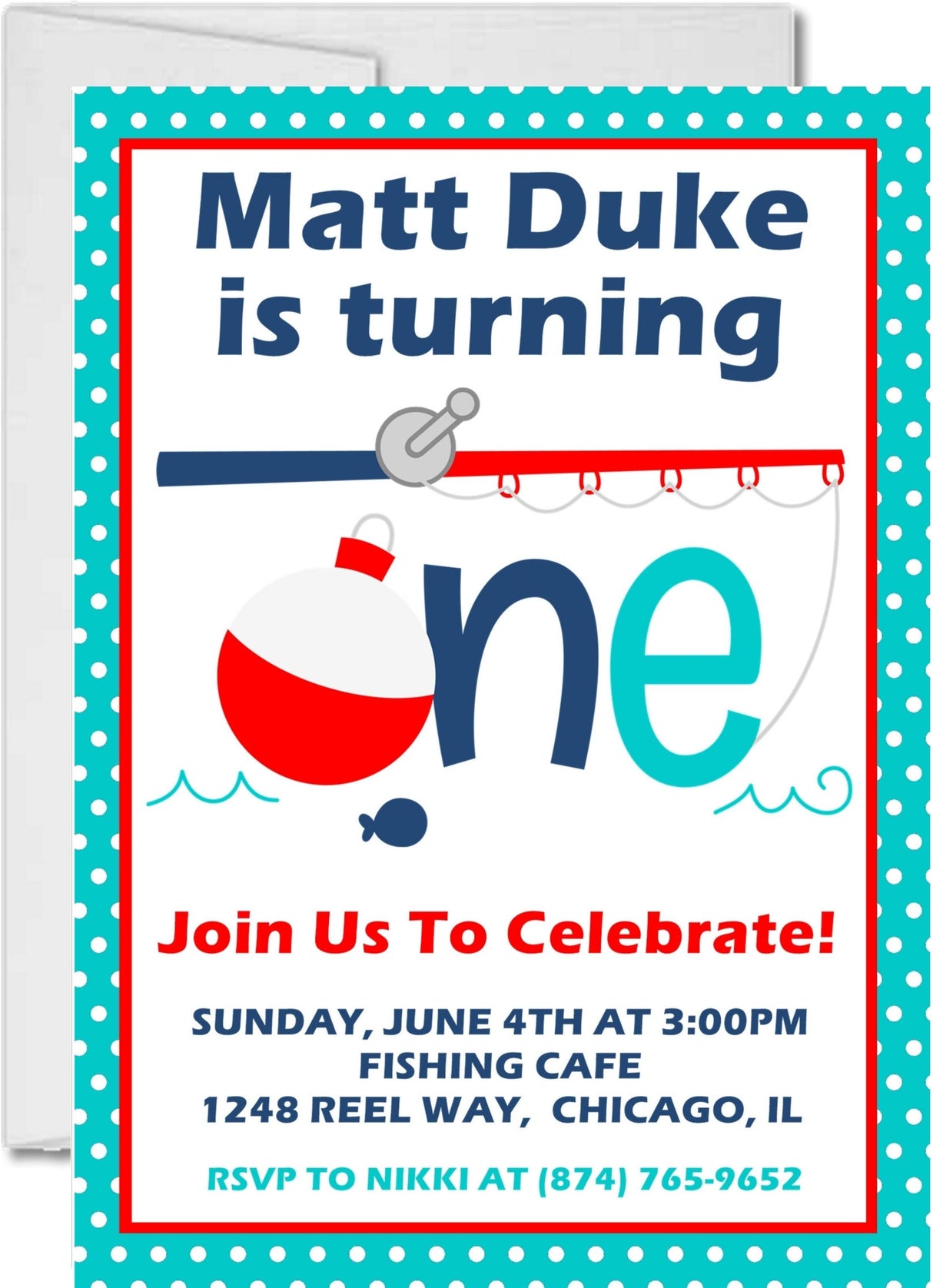 fishing 1st birthday invitations colorful fish design