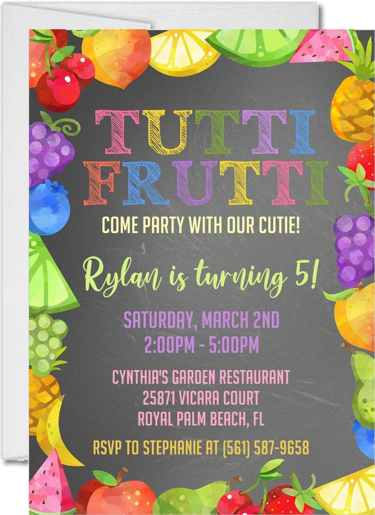 fruit birthday party invitations colorful tropical fruit design