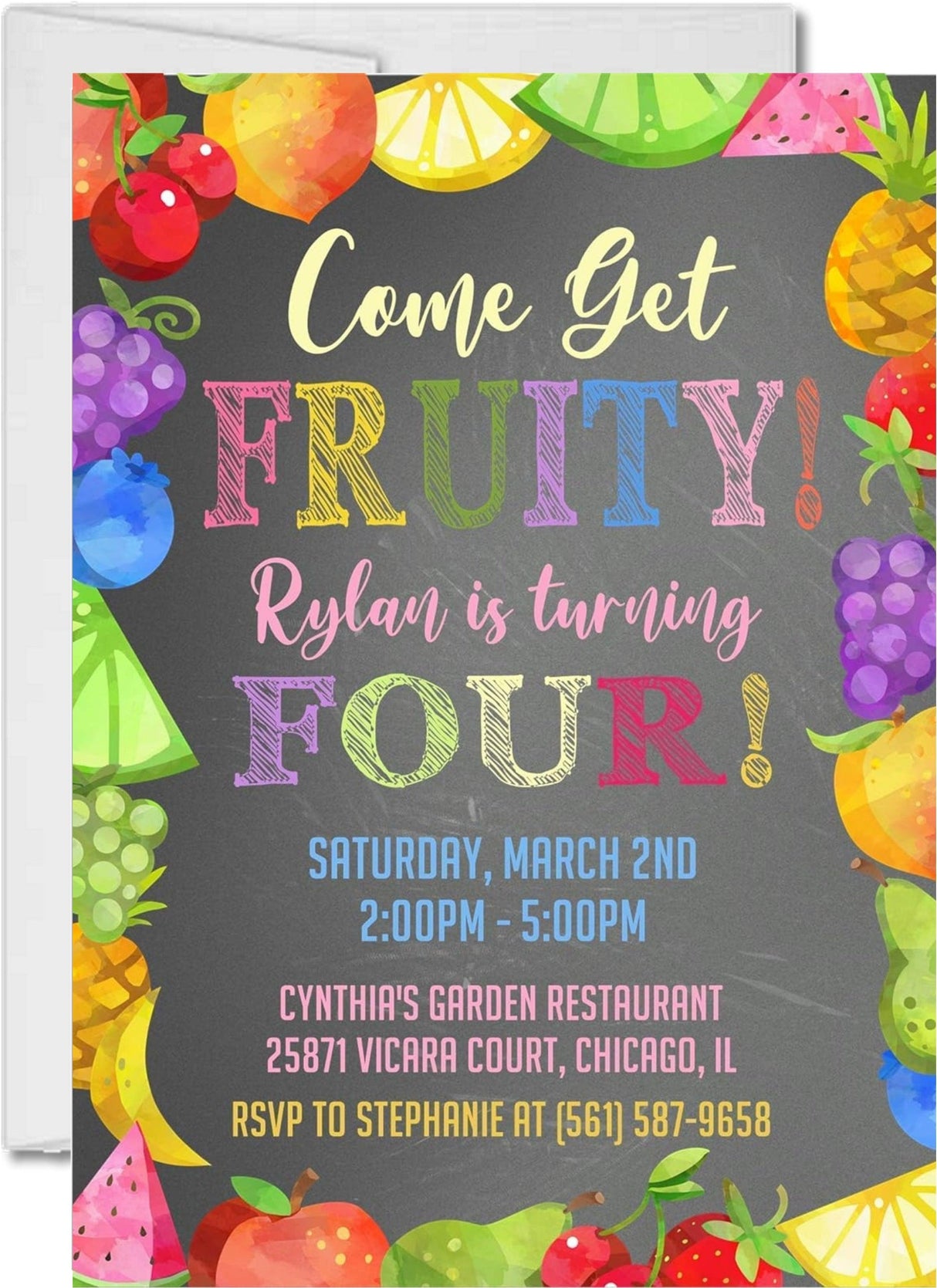 fruit invitation cards colorful birthday celebration style