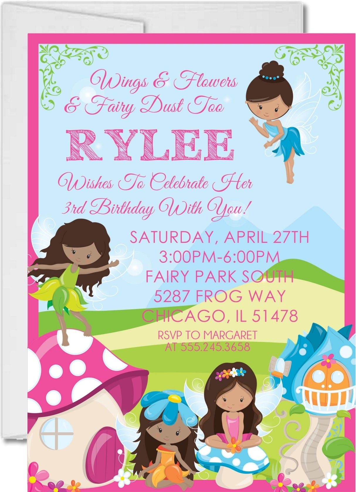 girls fairy birthday invitations whimsical mushroom house theme
