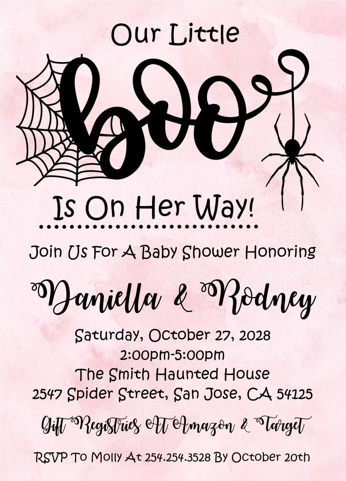 halloween baby shower pink spooky theme