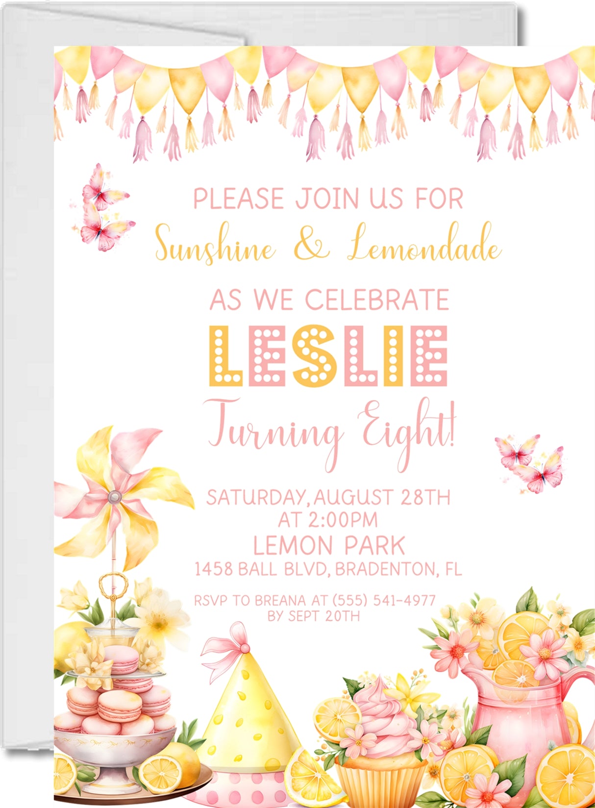 lemon birthday party invitations pink lemonade summer design