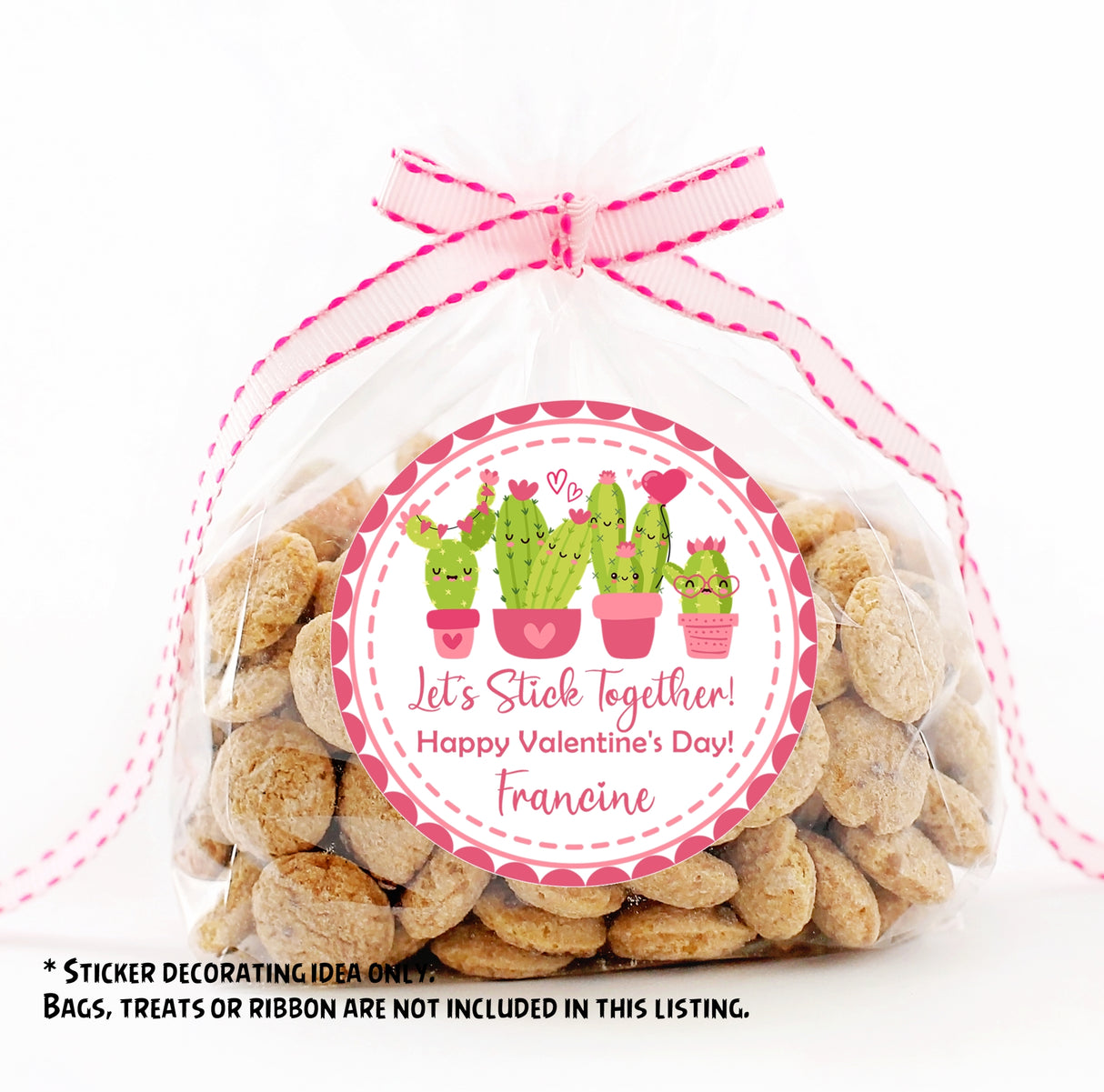 lets stick together cactus valentine stickers