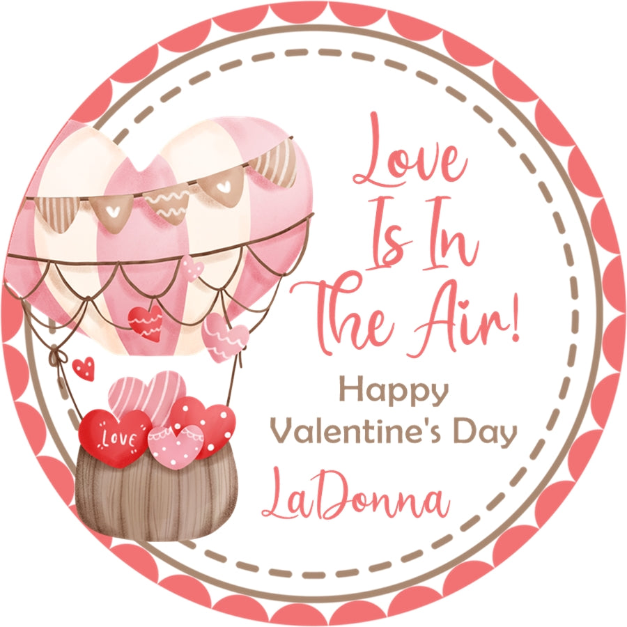 love is in the air personalized valentine stickers