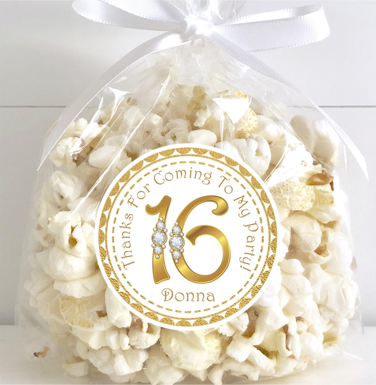 personalized gold 16 birthday favor sticker