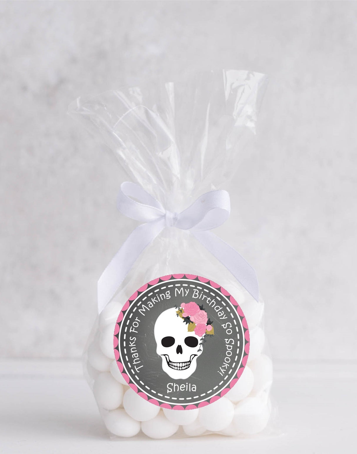 personalized halloween skull birthday sticker