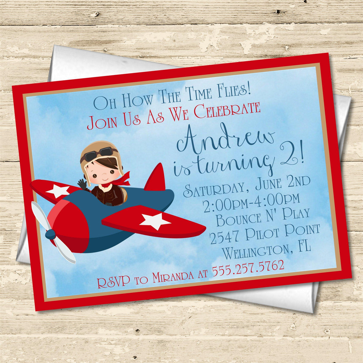 pilot birthday invitations vintage airplane theme