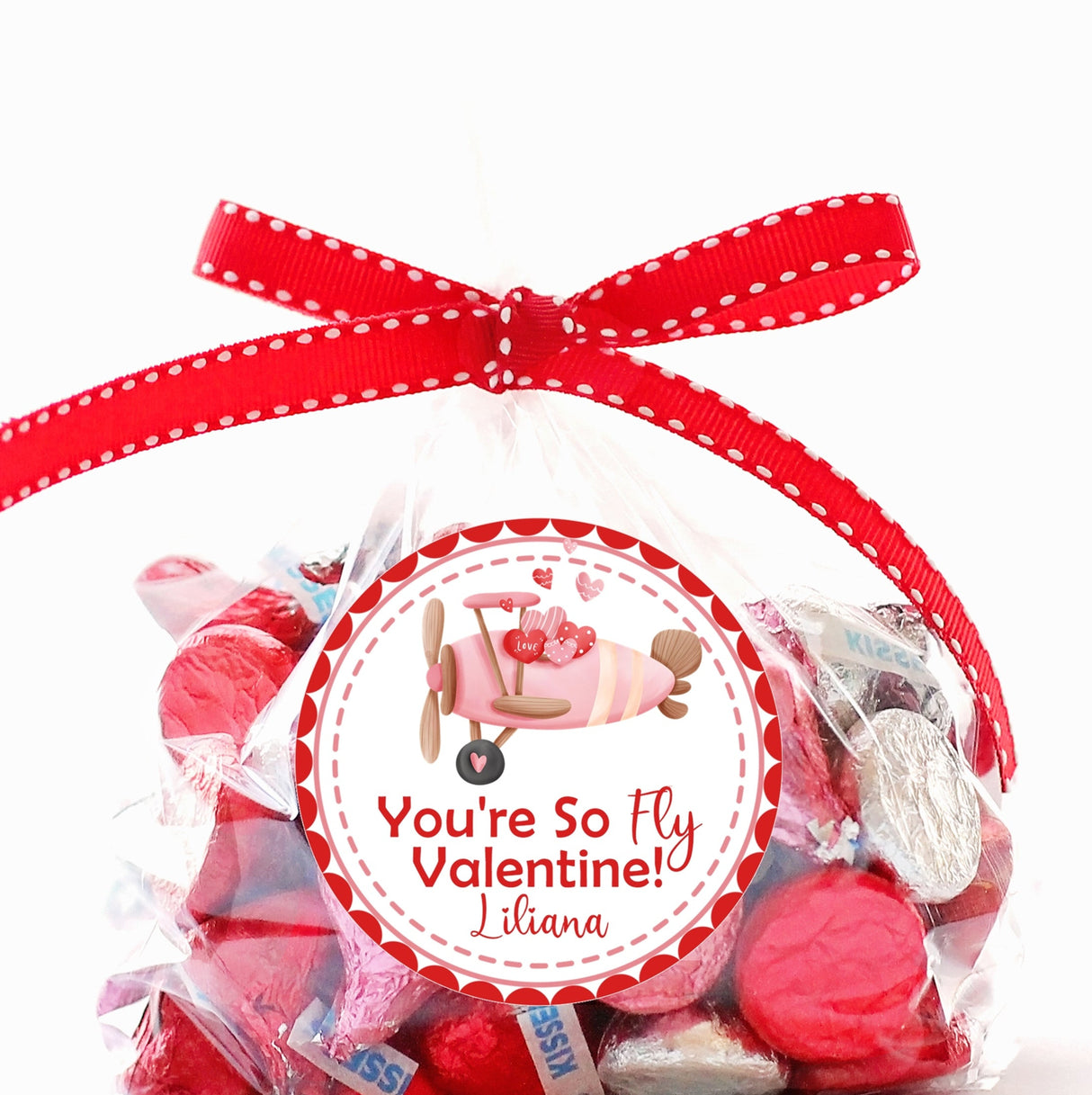 pink airplane kids valentine stickers