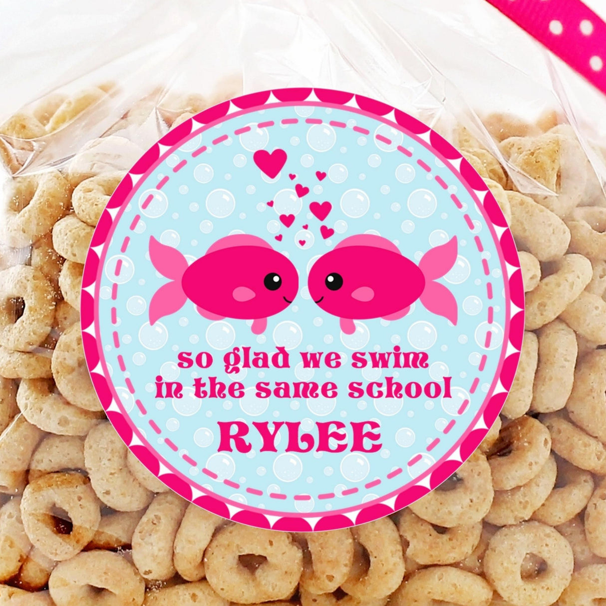 pink fish valentine stickers