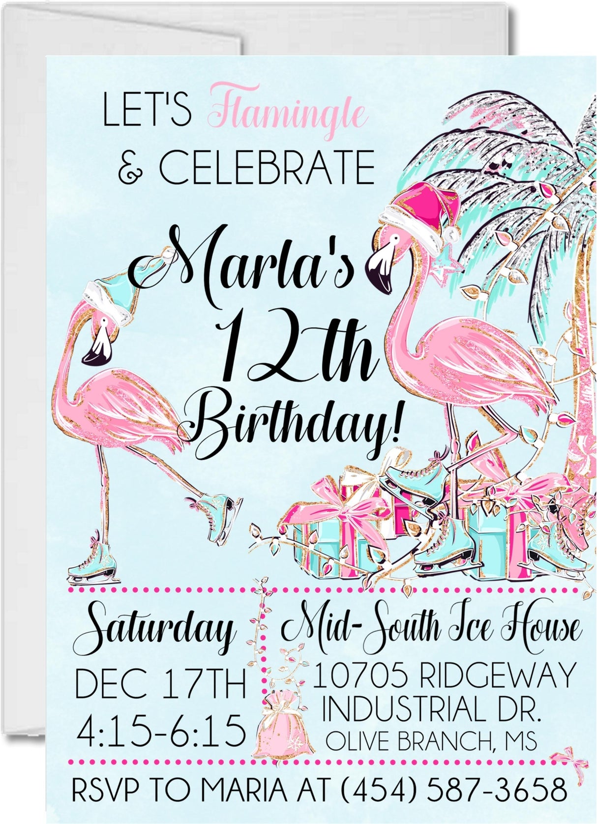 pink flamingo winter birthday invitations warm weather holiday theme