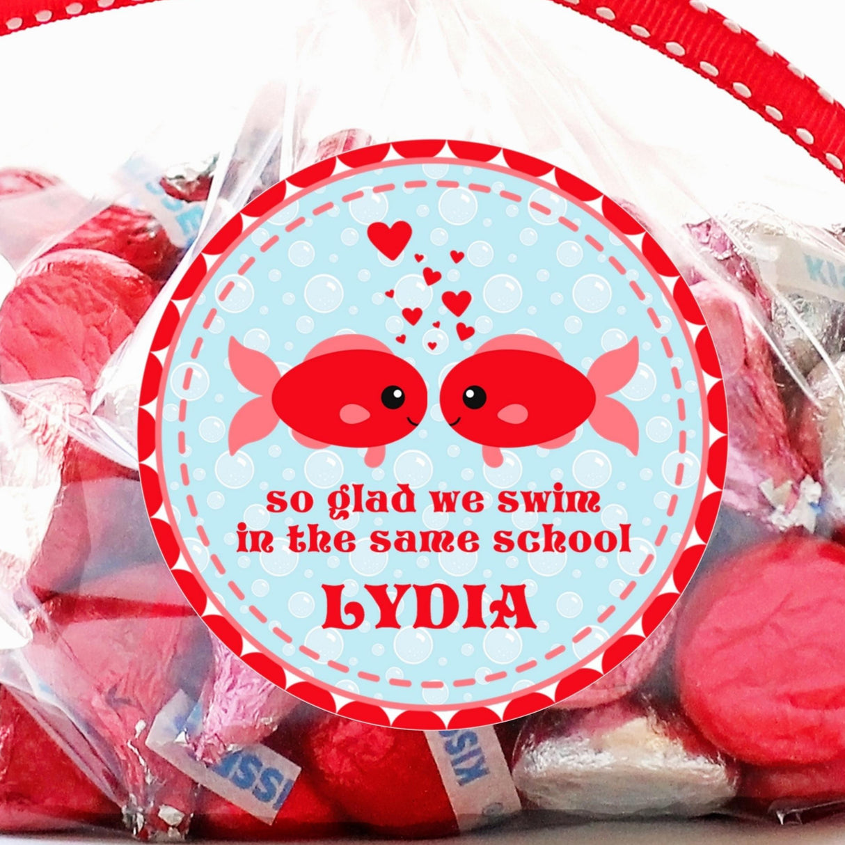 red fish valentine stickers