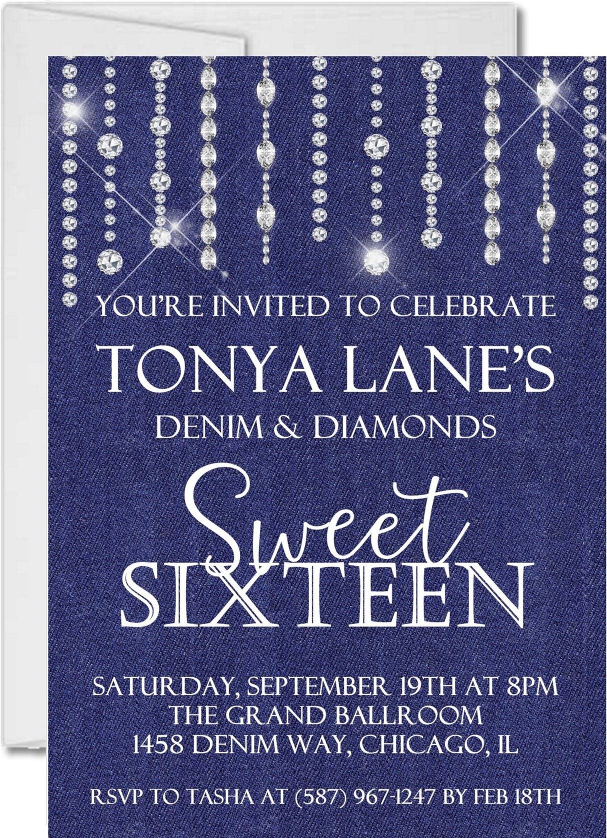 rhinestone sweet sixteen invitations sparkling diamond theme