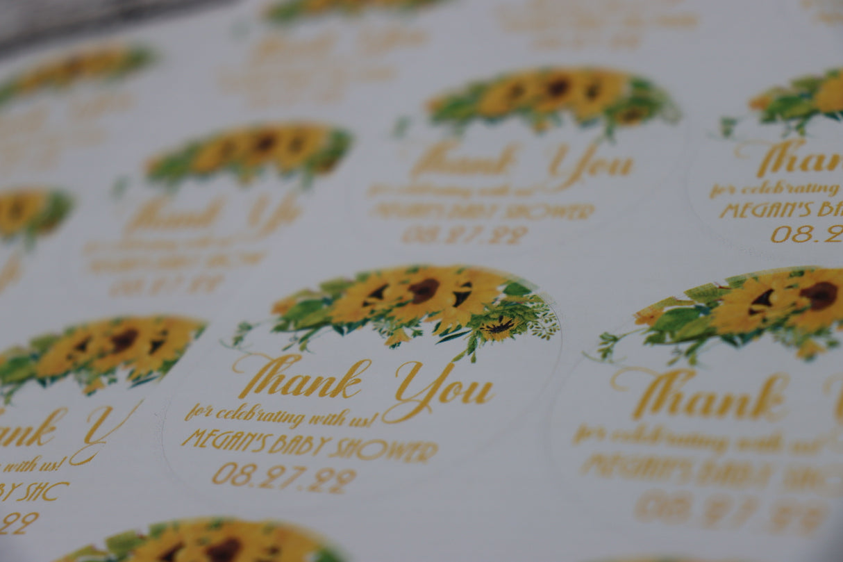 Sunflower Baby Shower Stickers