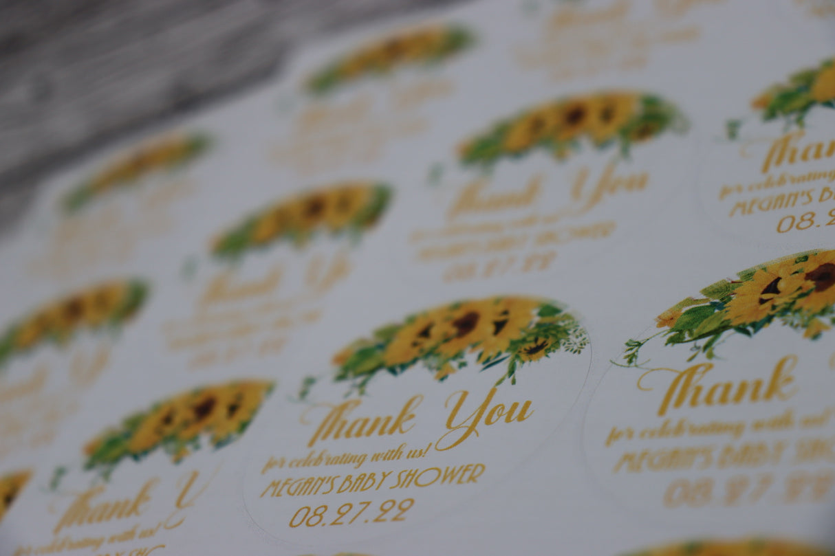 Sunflower Baby Shower Stickers