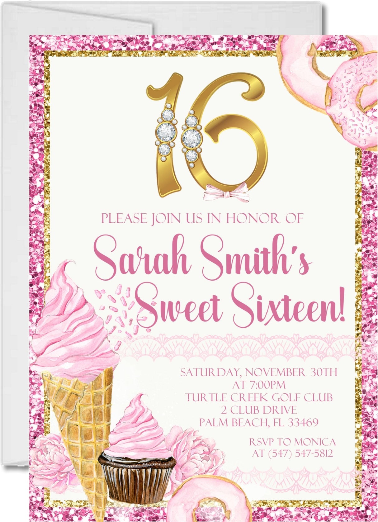 sweets theme birthday invitations glamorous pink dessert theme