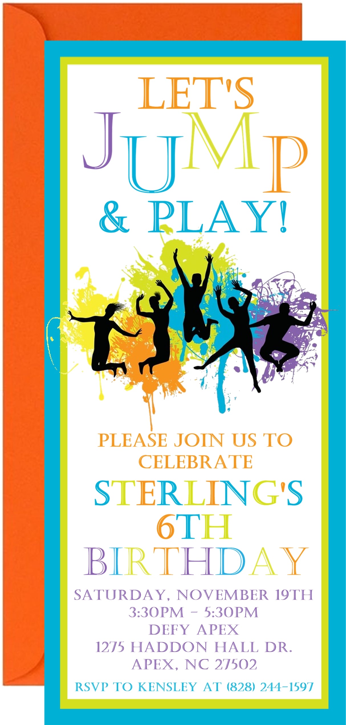 Trampoline Park Birthday Party Ticket Invitations