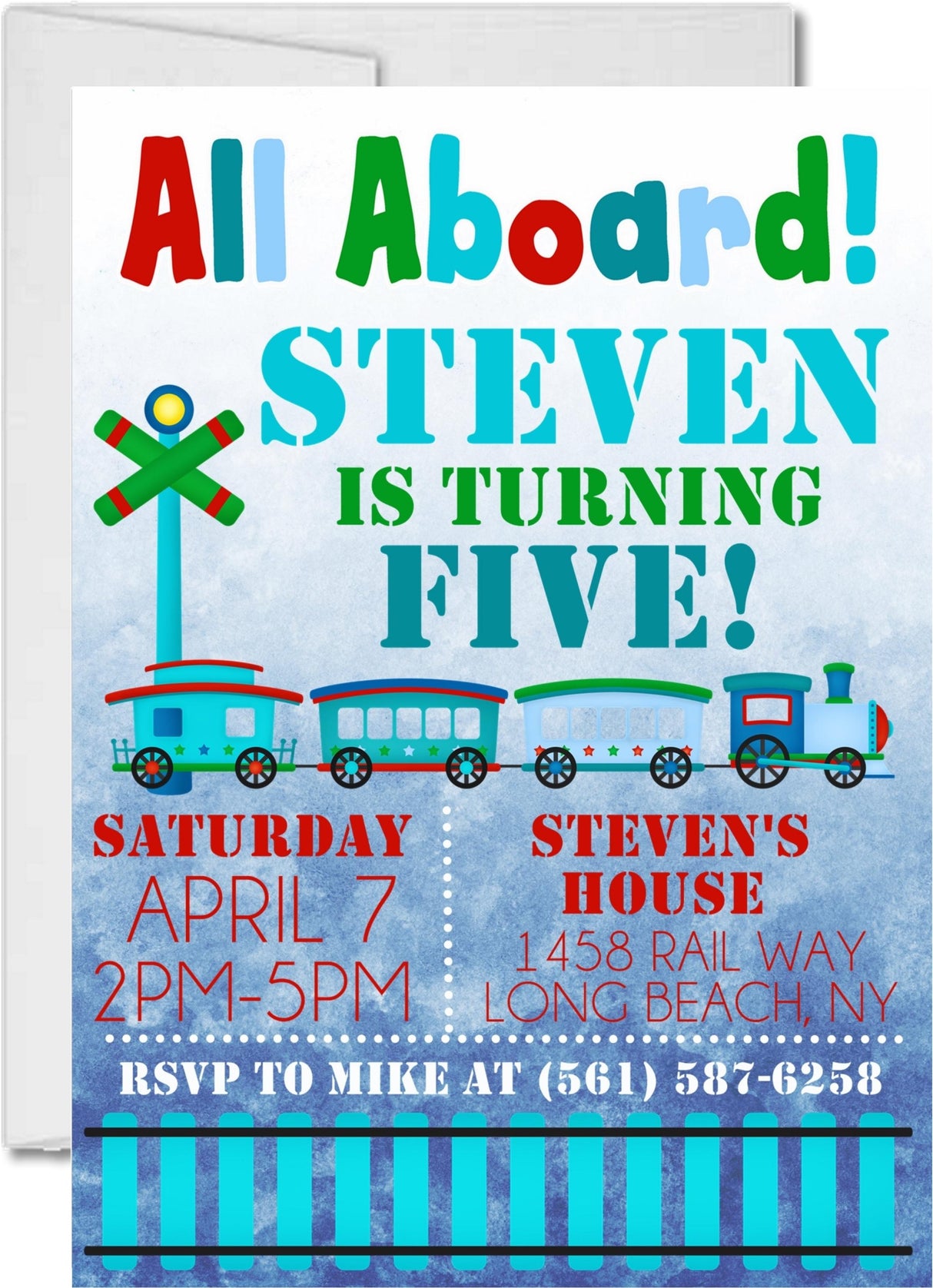 train birthday party invitations colorful transportation design