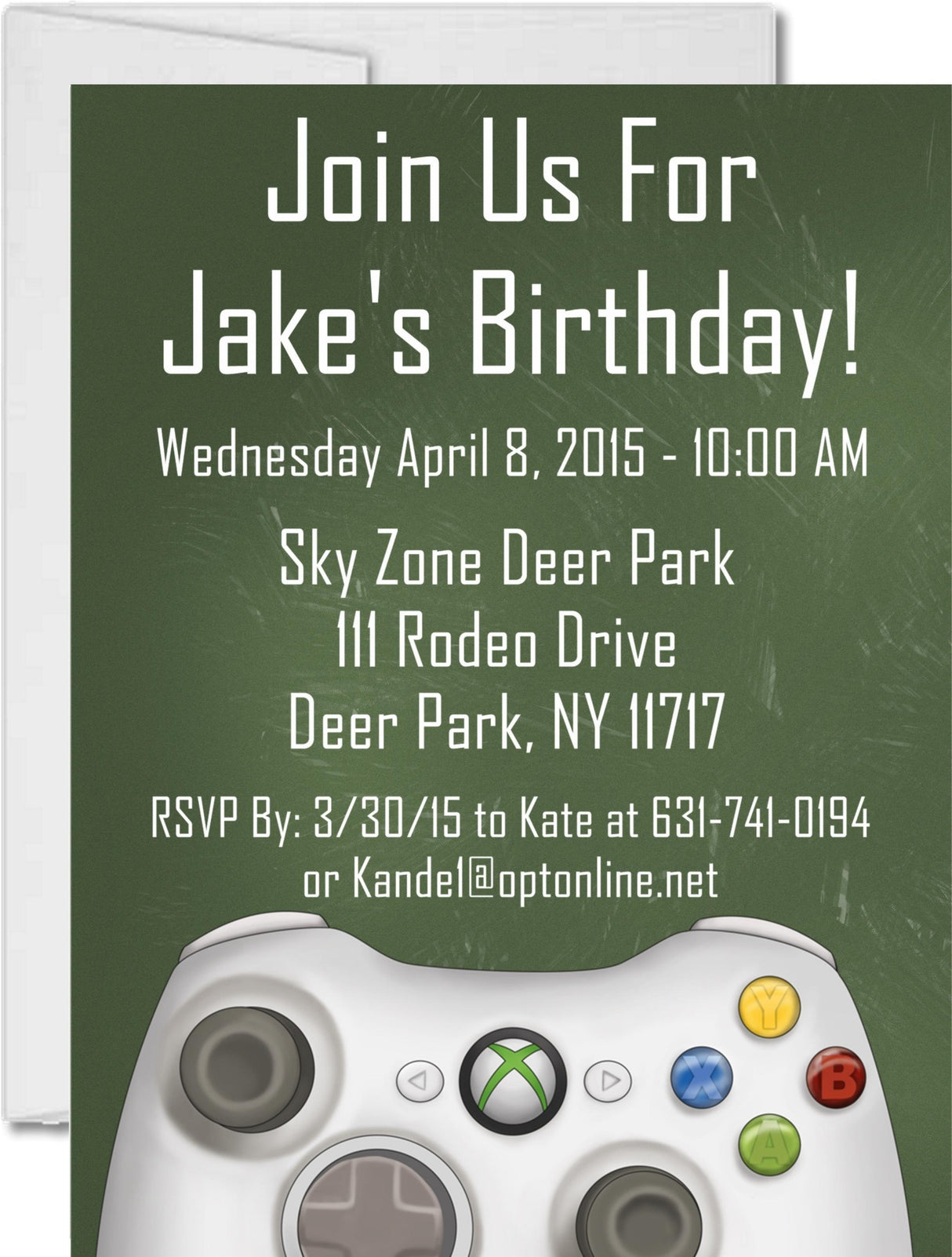 video game birthday party invitations olive green gamer design