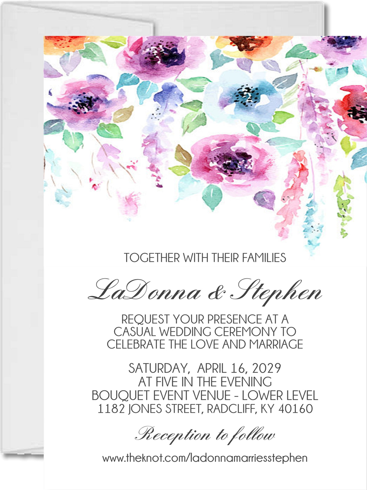 Colorful Watercolor Floral Wedding Invitations