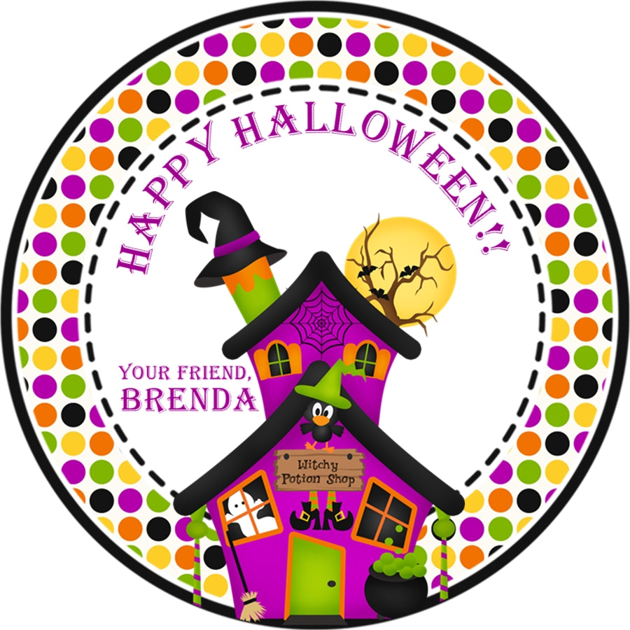witchy potion shop halloween sticker colorful haunted house design