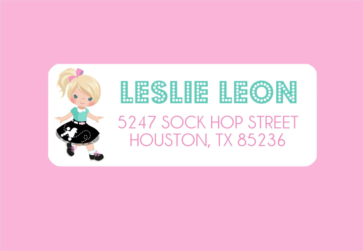 1950's Sock Hop Address Labels For Girls