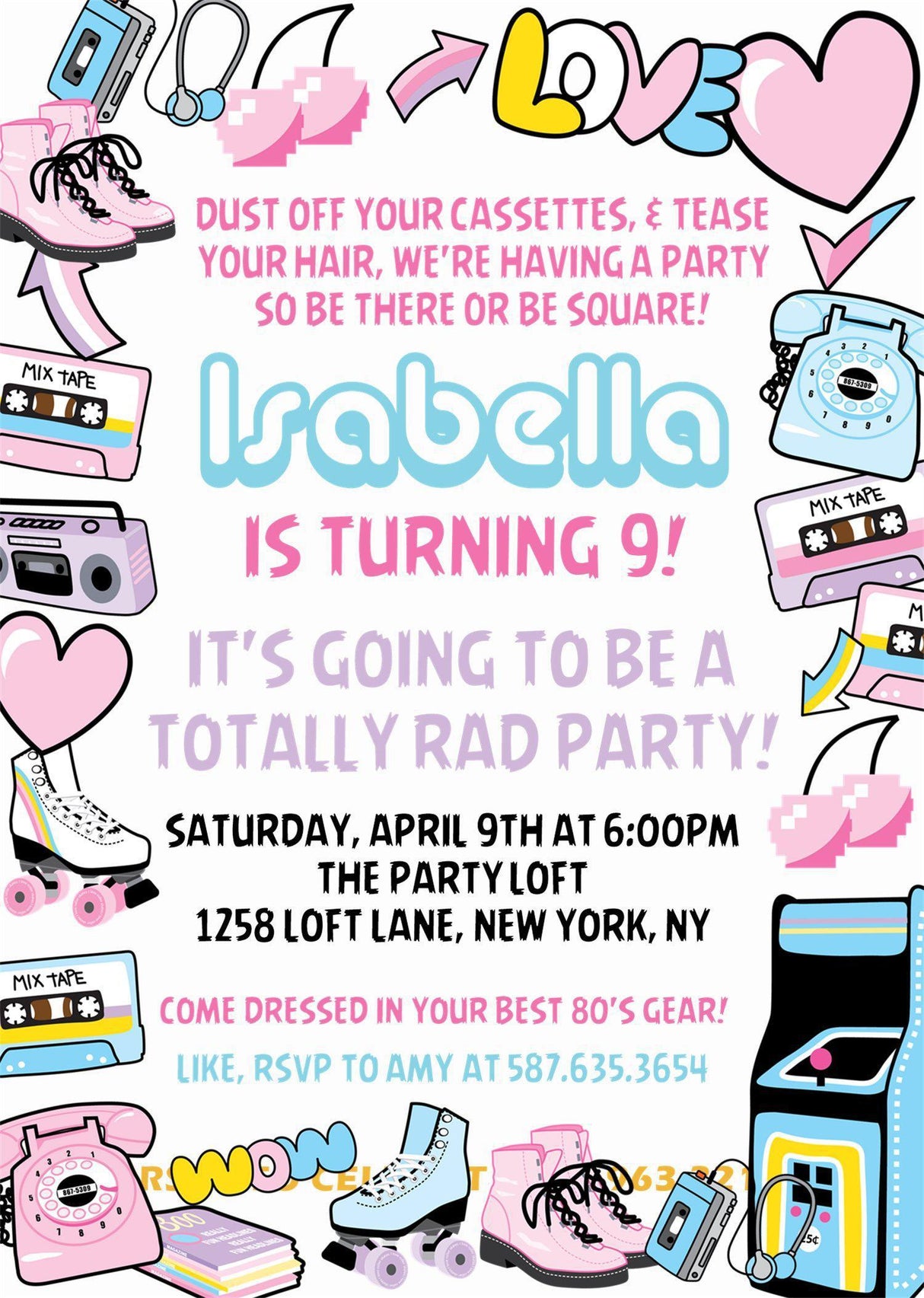 1980's Birthday Party Invitations