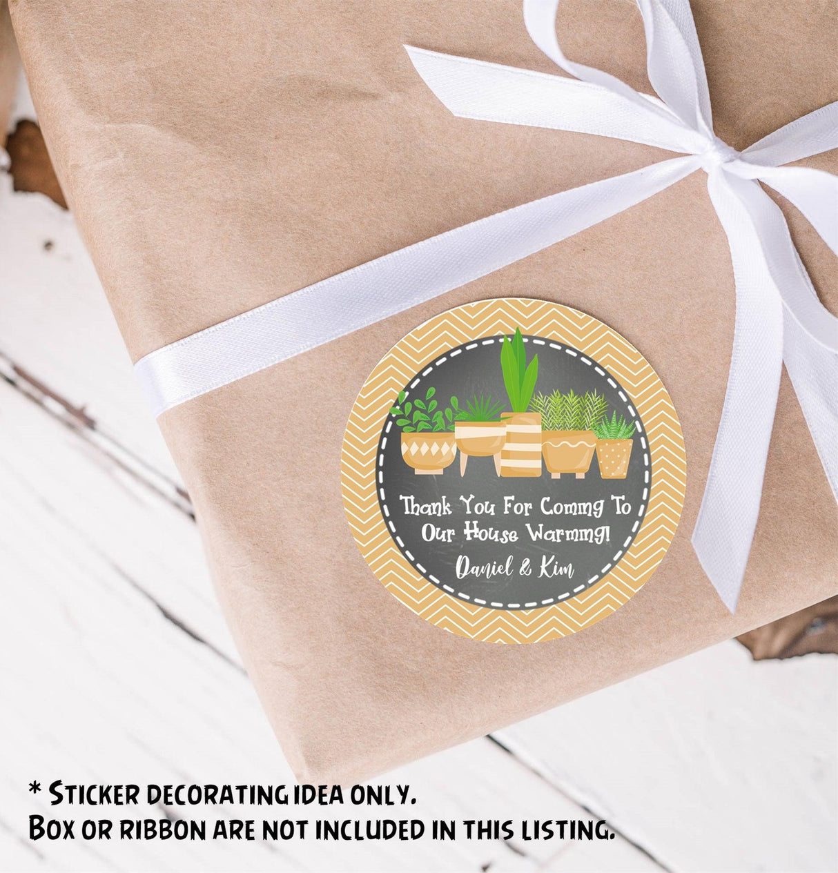 Thank you housewarming stickers – modern plant pots