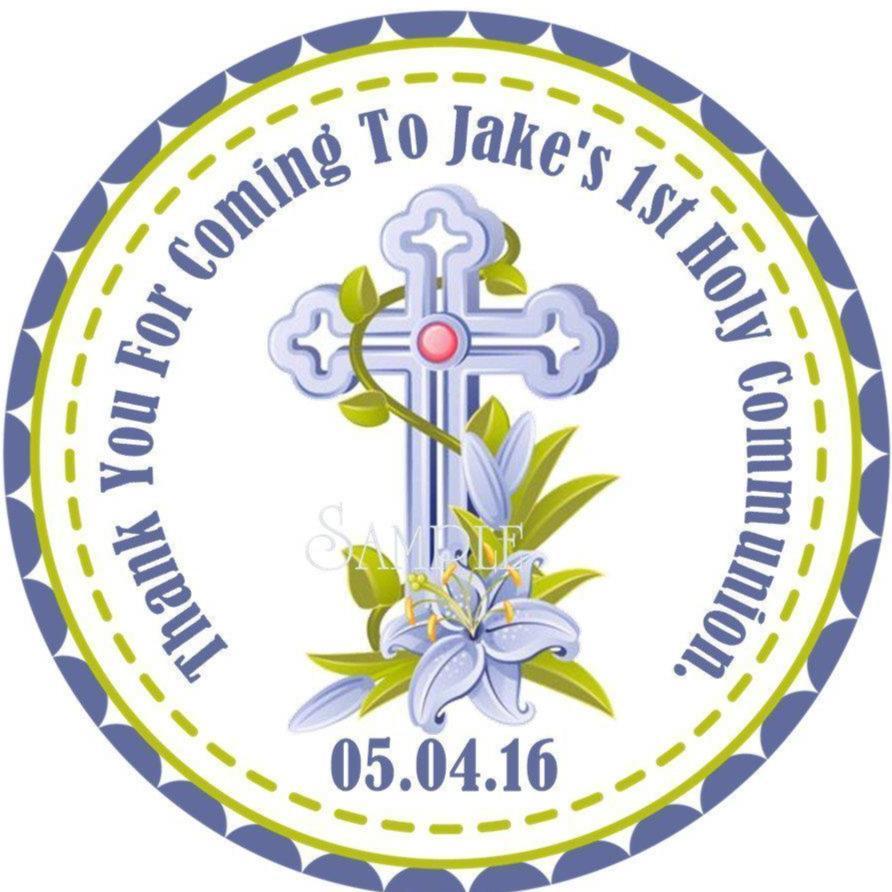 Blue First Communion stickers for boys