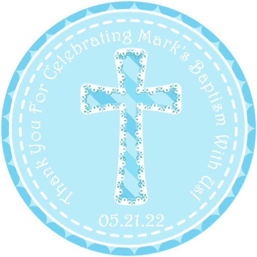Blue lace cross Baptism sticker
