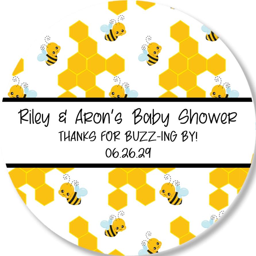Buzzing by honeycomb bee favor label