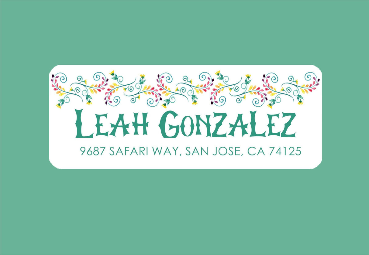 Custom floral mailing address stickers