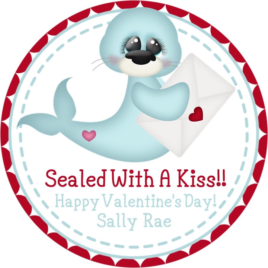 Cute ocean animal Valentine sticker for kids classroom exchanges