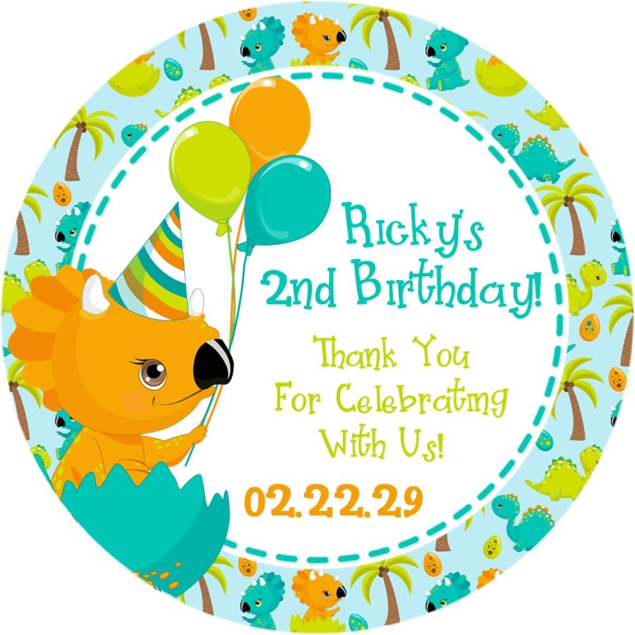 Cute toddler dinosaur sticker for birthday celebrations