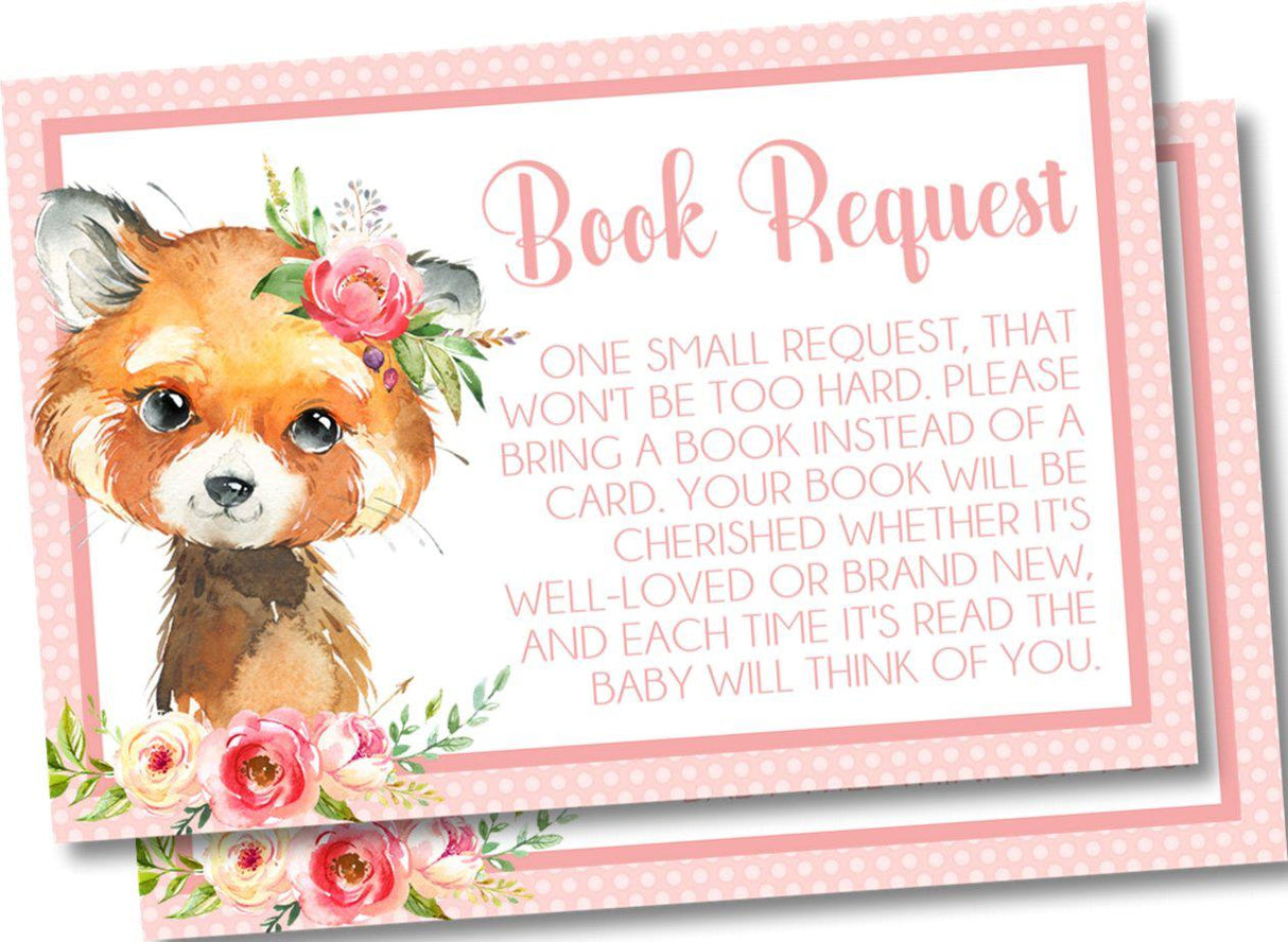 Floral Woodland Fox Book Request Cards Printable