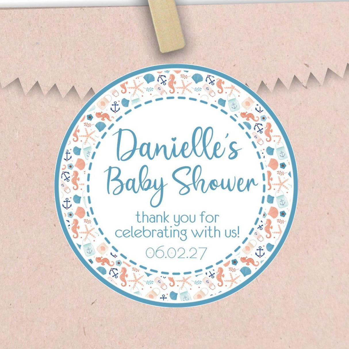 Gender Neutral Nautical Baby Shower Stickers Or Favor Tags