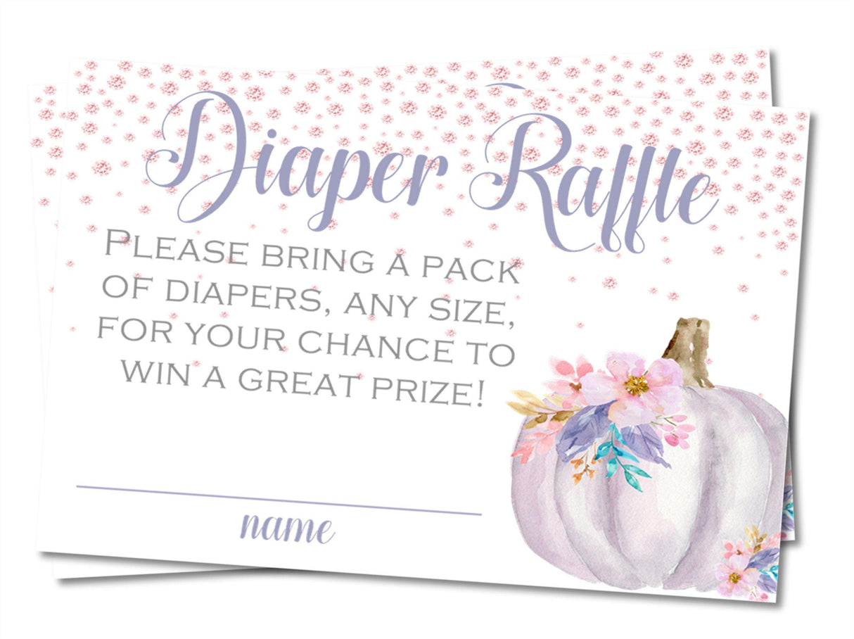 Girls Fall Pumpkin Diaper Raffle Tickets