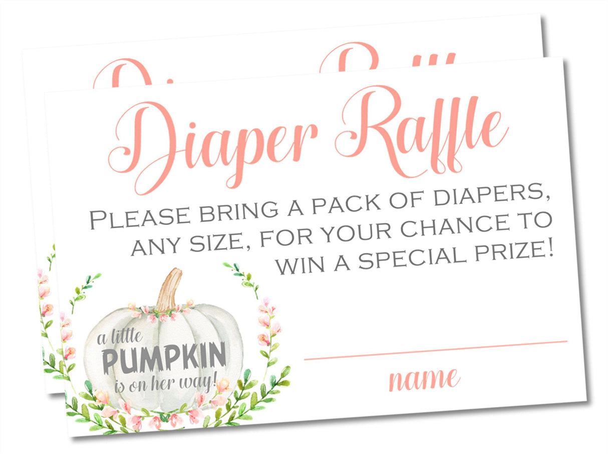 Girls Fall Pumpkin Diaper Raffle Tickets