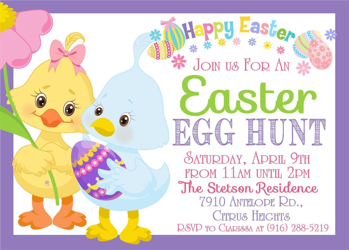 Kids Colorful Easter Party Invitations