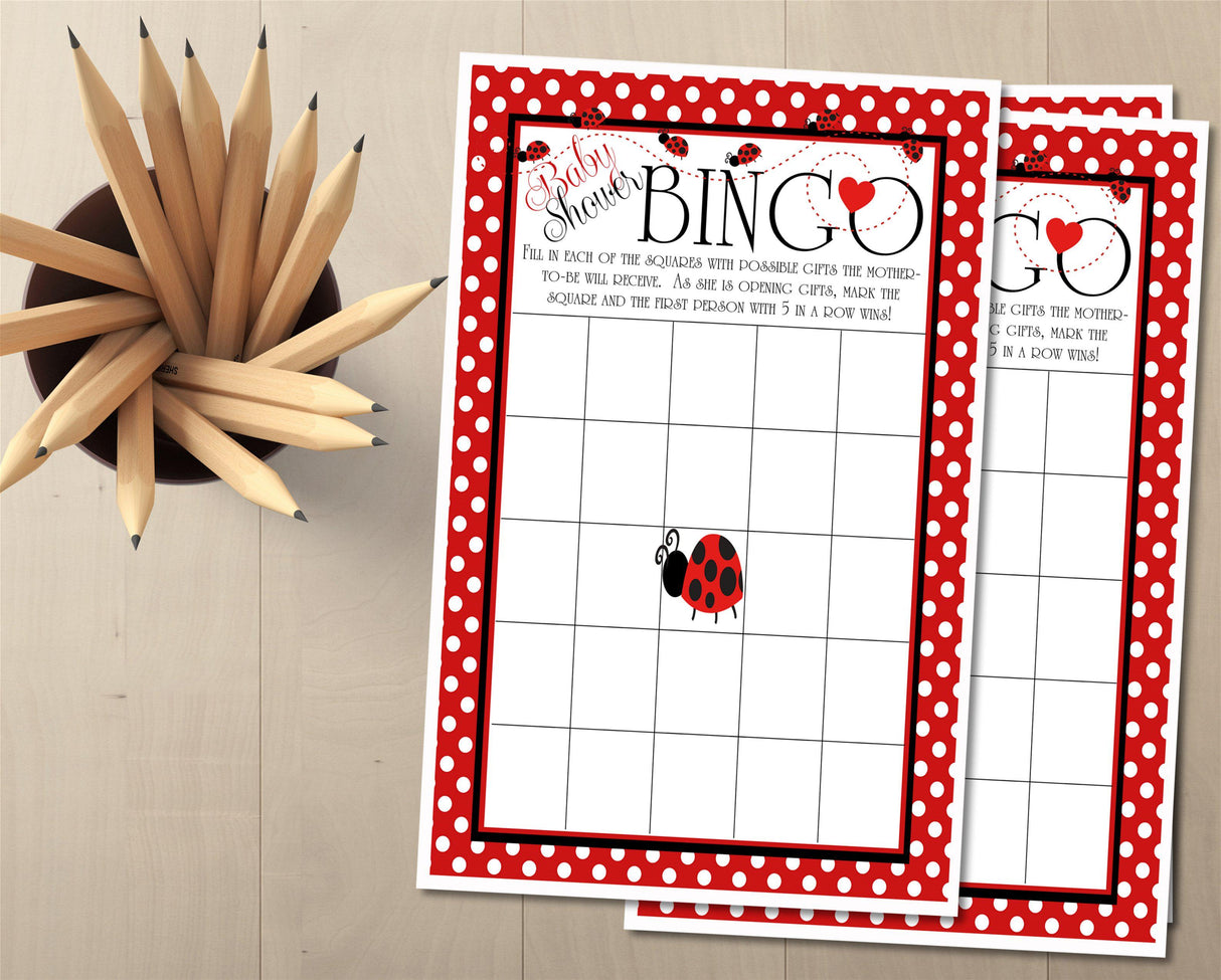 Ladybug Baby Shower Bingo Cards