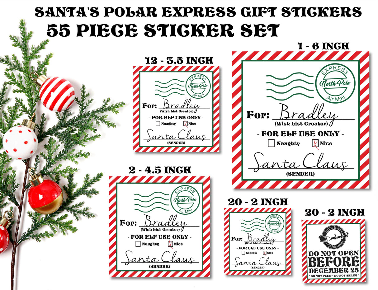 North Pole mail style Santa gift stickers
