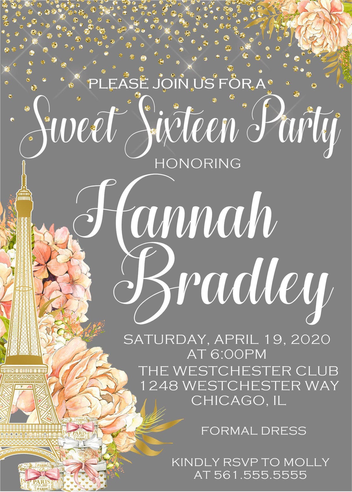Paris Sweet 16 Party Invitations