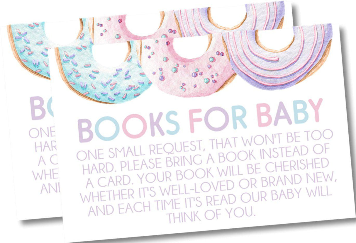 Pastel Donut Baby Shower Book Request Cards Printable