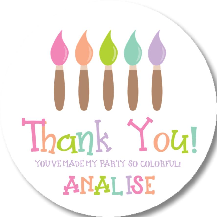 Pastel paintbrush birthday sticker with soft colors