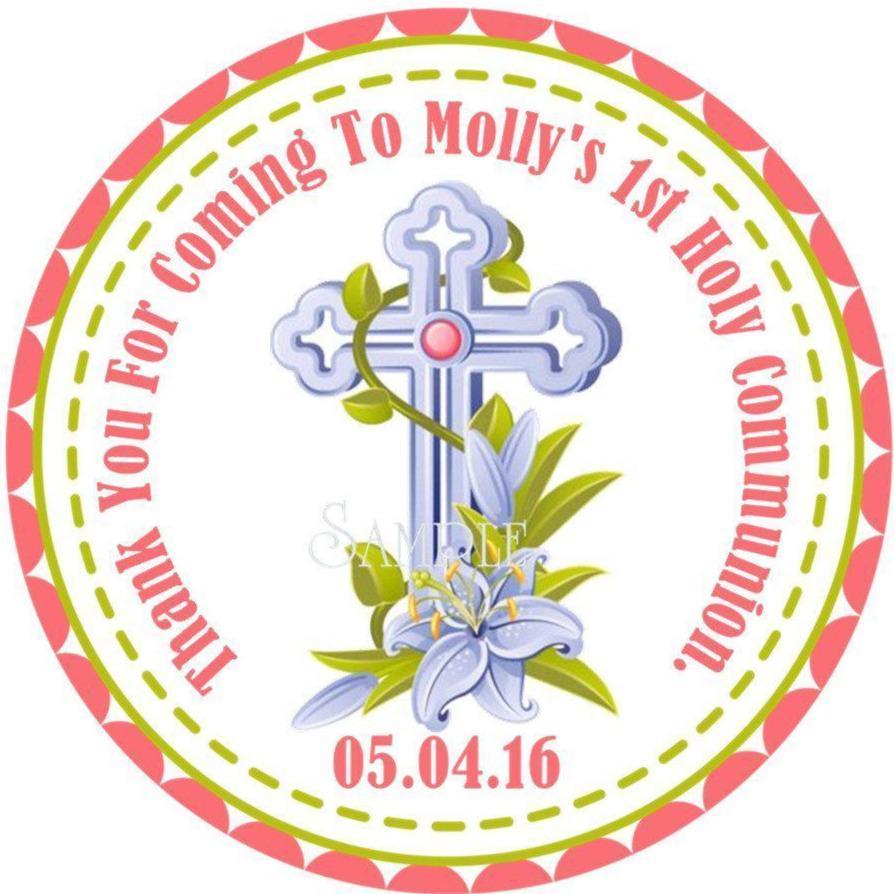 Peach First Communion stickers for girls