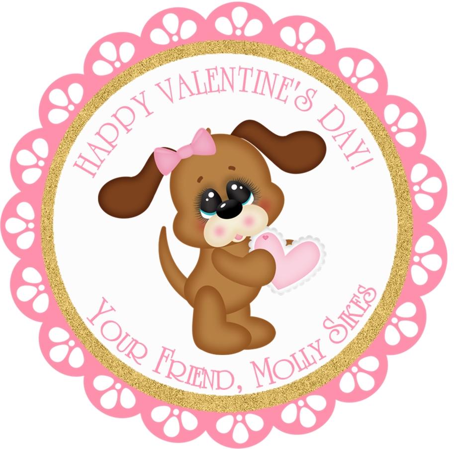 Personalized Valentine puppy favor tag