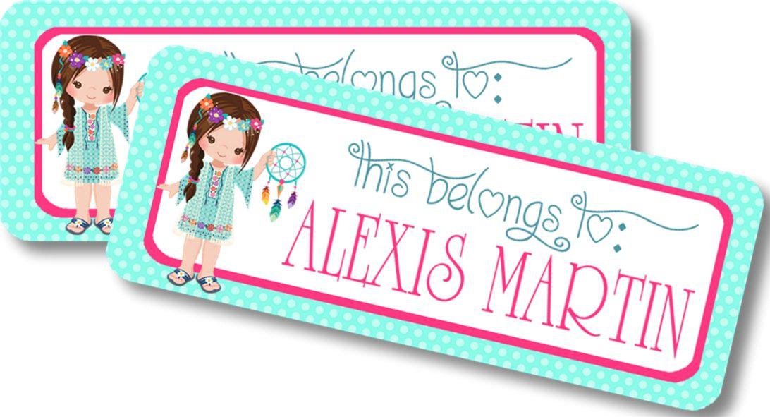 Personalized dreamcatcher school supply label for kids