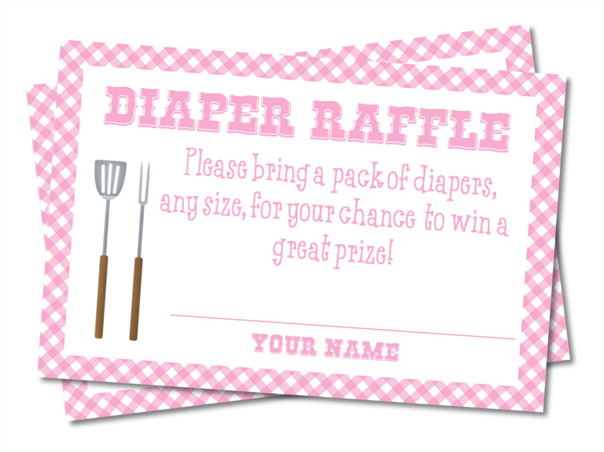 Pink BBQ Baby Shower Diaper Raffle Printable
